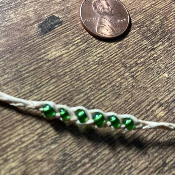 Adjustable Bohemian Friendship Bracelet with Green Glass Beads - Picture 4 of 10